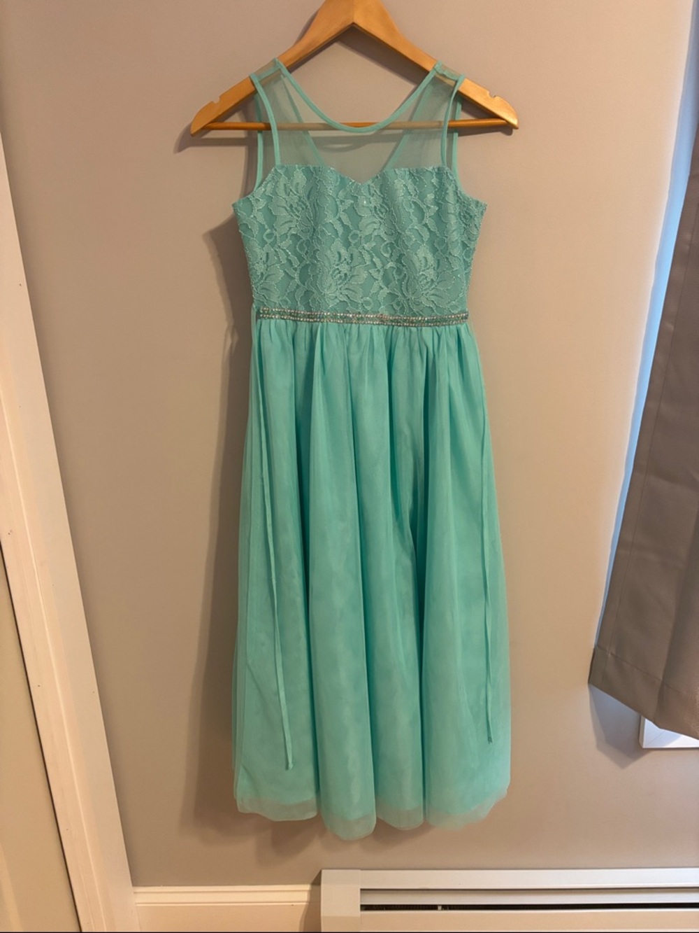 Girls' Mint Lace & Chiffon Party Dress